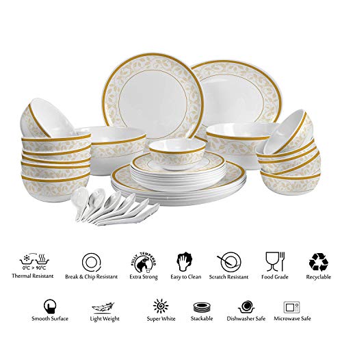 Cello Royal Amber Gold Opalware Dinner Set, 33 Pieces Cello Royal Amber Gold Opalware Dinner Set, 33 Pieces