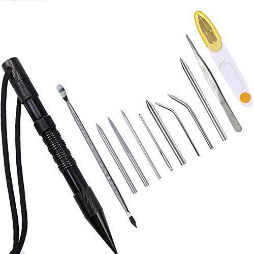 LOSOO Strumento di Ricerca,Impiombatura di Corde FID | Set di Cuciture per Paracord Set di Aghi per Allacciatura in Acciaio Inossidabile Legatore per Attrezzi per levigatura con luccio per