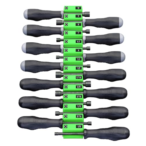 Ernst Manufacturing Screwdriver Pro XL - Modular Screwdriver Organizer for 14 Tools with Cleated Base - Made in the USA (Green, XL-Magnetic)