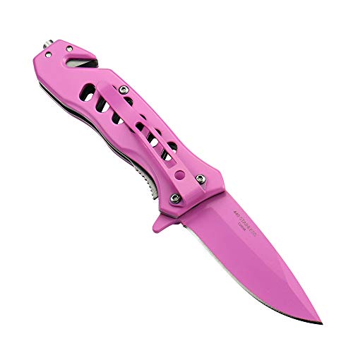 ALBATROSS EDC Cool Sharp Tactical Folding Pocket Knife,SpeedSafe Spring Assisted Opening Knifes with Liner Lock,Pocketclip,Glass Breaker,Seatbelt Cutter(Pink)