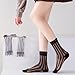 Yomutuir Sheer Socks for Women, Summer Mesh Stripe Patterned Transparent Thin Lace Elastic Crystal Glass Socks
