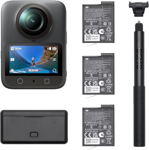 dji Pack Aventura Osmo 360, cámara 360 con Imagen 360° de 1 Pulgada, Vida útil de batería extendida con 3 baterías, Video 360° en 8K Nativo, cámara de acción para Deportes, vlog