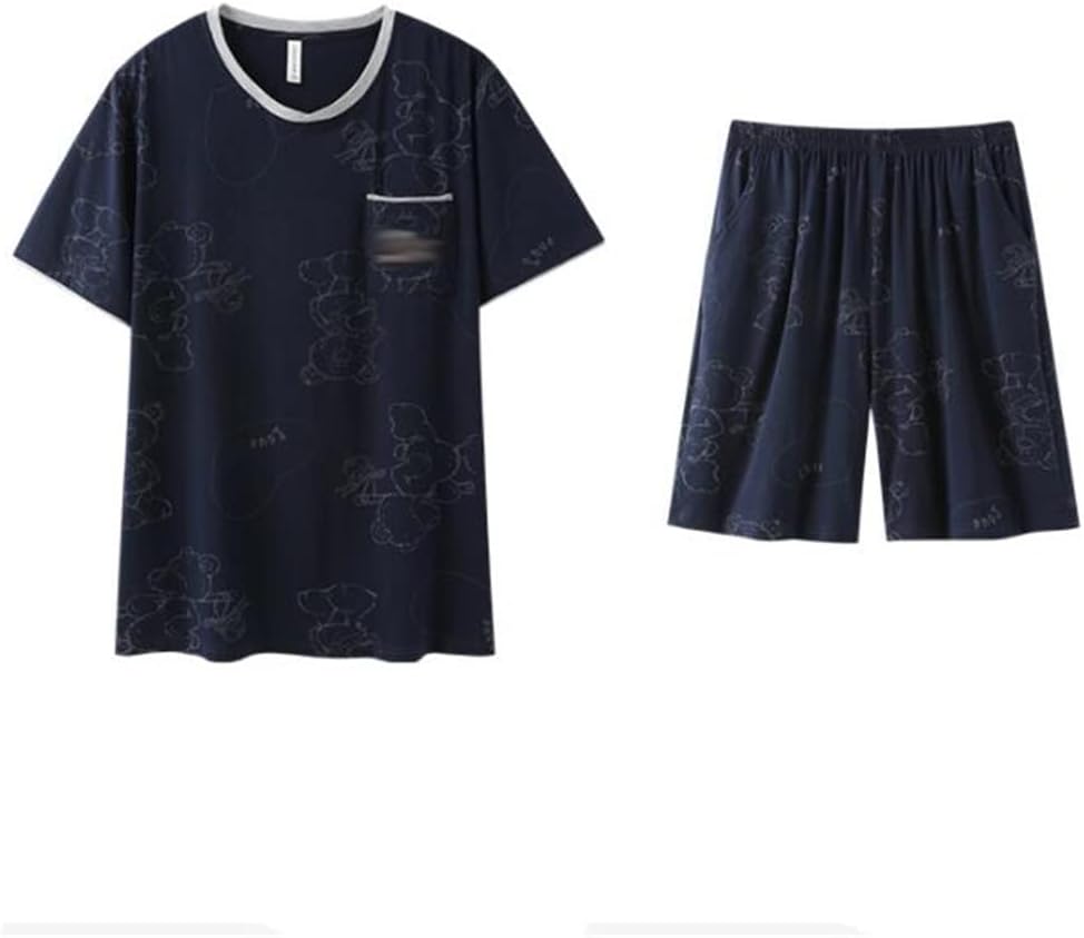 Men's Modal Short Sleeve Shorts Pajamas Thin Ice Silk Cool Homewear