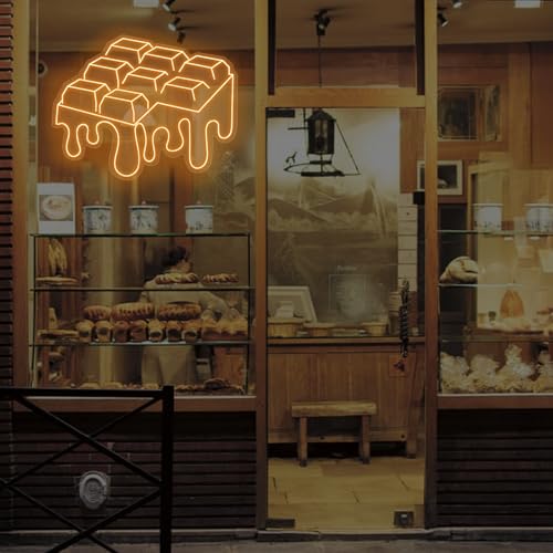 Image of Dripping Chocolate Led Sign, Melting Chocolate Bar Neon Sign For Anniversary Decor,Valentine, Food Neon Lights For Sweet Shop Coffee,Kitchen Restaurant,Kids Baby Bedroom,Game Room