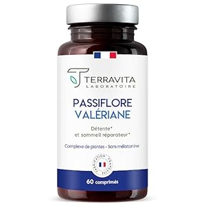 PASSIFLORE VALÉRIANE | Formule Sommeil 100% Plantes sans Mélatonine | Avec Mélisse contre l’Anxiété pour un Endormissement Rapide et un Sommeil Réparateur | 60 Comprimés | Made in France | Terravita