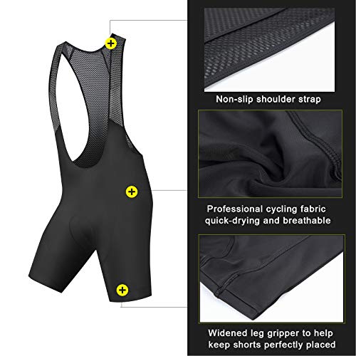 Men\'s 4D Padded Cycling Bike Bib Shorts,Breathable Cycling Bibs Shorts Bicycle Pants Black - Thumbnail 4