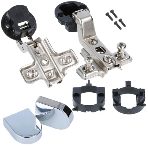 MS Beschläge Bisagra de puerta de vidrio 1 par de bisagras de puerta de vidrio Ø 26mm cromo brillante, cubierta de bisagra de vitrina, bisagra de armario, bisagra de mueble (ovalada, cierre interno)