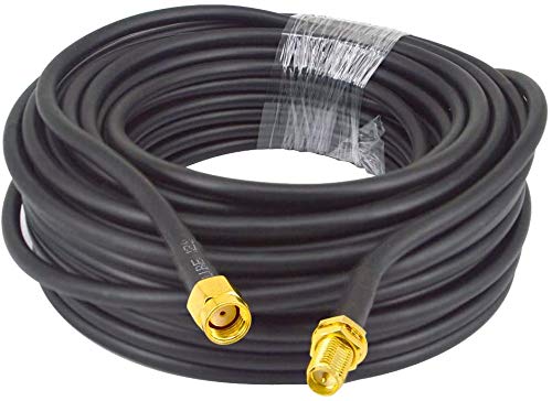YILIANDUO 15 Meter WiFi Antenne RP-SMA verlengkabel mannelijk naar RP-SMA vrouwelijk RG58 coaxkabel patchkabel verliesarm coax voor buitenantenne draadloze router WLAN netwerkkabel camerasysteem