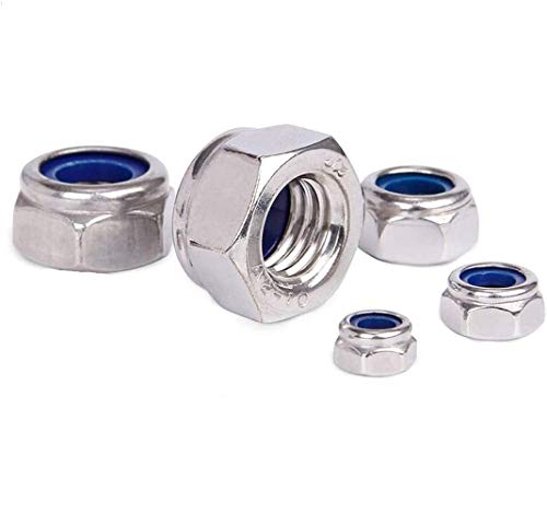 Treer 40-piezas juego de contratuercas con inserto de nailon de Acero inoxidable 304, 4-Tamaño métricas contratuercas M10 M12 M14 M16