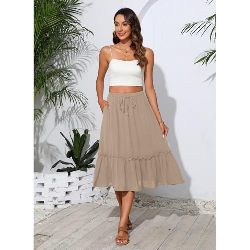 Image of Witsmile High Waist Tiered Skirts for Women Flowy Skirts for Women Long Length with Pockets 2026 Fashion Trendy