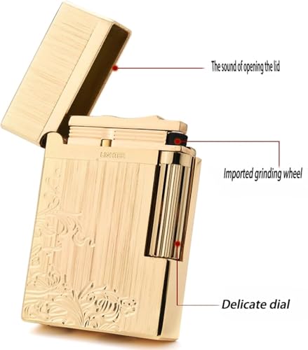 Encendedor metálico recargable con rueda y llama ajustable miniatura 2
