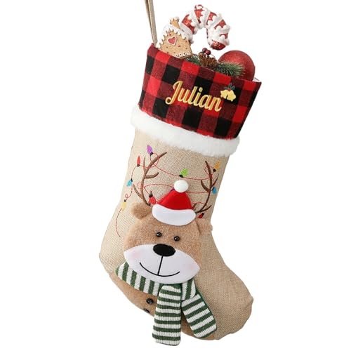 Personalized Christmas Stocking, Custom Stocking with Embroidered...