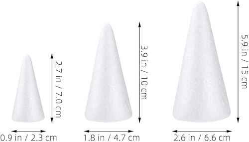 Miniatura 5 de HOMSFOU 15 conos de árbol de espuma de poliestireno blanco en forma de cono de espuma floral conos de árbol de espuma para manualidades, torres de