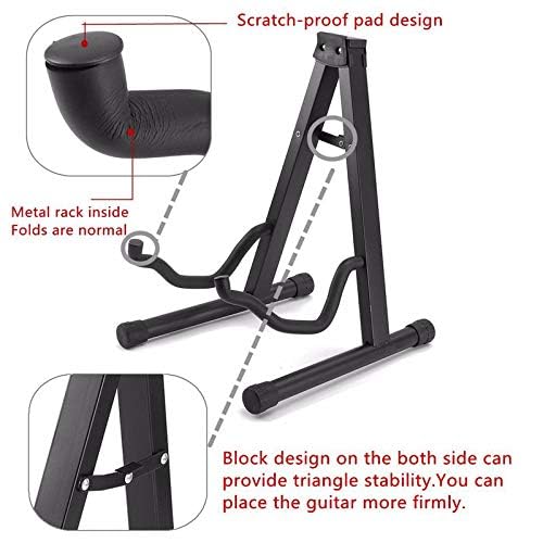 TenYua Foldable Folding Lightweight Portable Guitar Bass Cello Stringed Instrument Stand Holder for Professional Guitarist - Thumbnail 6
