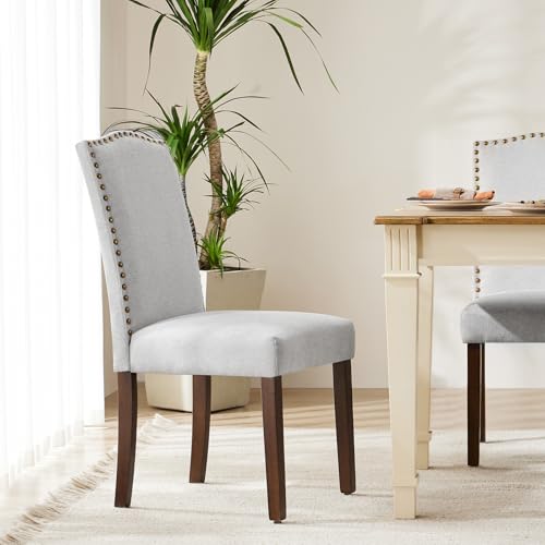 DUMOS Dining Chairs Set of 2, Upholstered Accent Chair, Light Grey by DUMOS - Used condition - Image 7