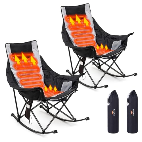 SUNNYFEEL Oversized Heated Rocking Camping Chair 2 Pack...