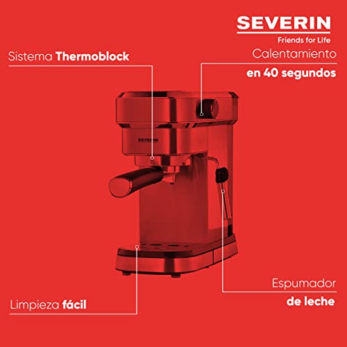 SEVERIN Cafetera de expreso Espresa, cafetera tradicional de filtro con 3 insertos, cafetera express con espumador para cafés especiales, acero inoxidable cepillado/negro, KA 5994 - Imagen 5