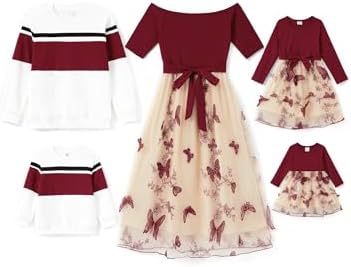 PATPAT Conjunto de ropa familiar de manga larga – look de pareja madre e hija ve