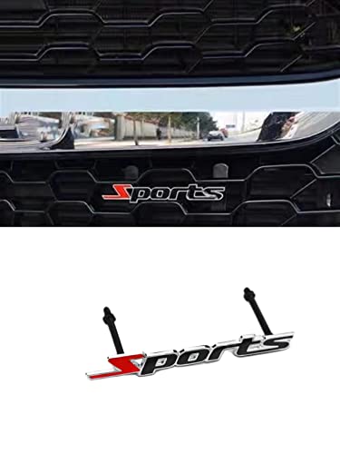 Image of 1 PCS New 3D Zinc Alloy Chrome Sports Premium car Body Emblem Front Grille Sticker Decal Replacement Nameplate Letters Badge (Red Black)