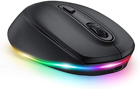 Seenda Silent Bluetooth Mouse, Rechargeable 3-Mode Bluetooth Wireless Mouse for Kids, Laptop, Tablet, PC, Windows 7/8/10, Macbook, Android, Cute LED Backlit, DPI (1000/1600/2400) - Pink