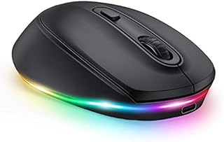 LED Bluetooth Mouse, seenda Silent Rechargeable Wireless Bluetooth Mouse 3-Mode BT5.0/BT3.0/2.4G) for Multi-Device, Compatible with Laptop, PC, Mac OS, Windows, Android, Up to 2400 DPI, Red&Black