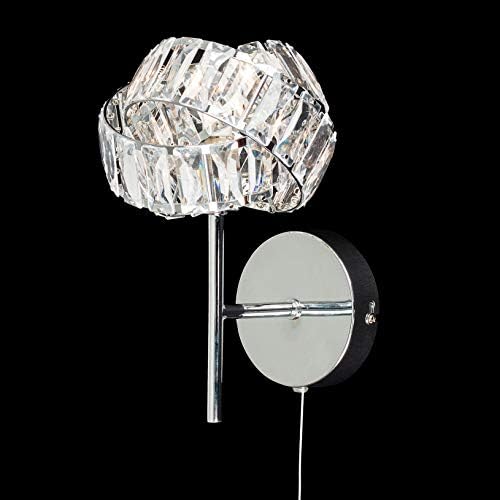 MiniSun Pair of Modern Single Chrome & Clear Acrylic Jewel Intertwined Rings Pull Switch Wall Lights - Complete with 3w LED G9 Bulbs [3000K Warm White]
