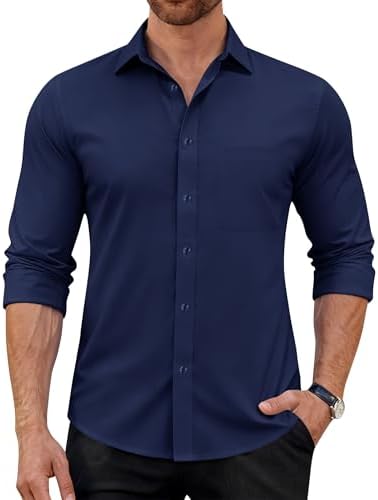 J.VER Hemd Herren Langarm Unifarben Business Casual Bügelfrei Stretchhemd | Für Büro Party Club Reisen Alltägliche, Elegant Modische Formell Lässig Männerhemd, Knitterfrei Atmungsa
