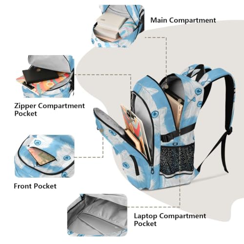 Mochila para laptop con estampado de gato blanco y compartimentos de negocios de 17.5 pulgadas 5