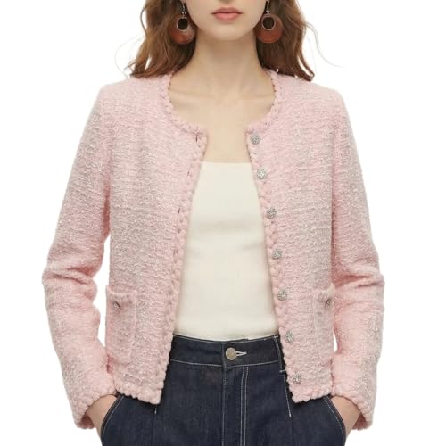 Image of GOELIA Women Wool Blend Lightweight Cardigan Sweaters 2026 Spring Business Casual Solid Long Sleeve Knitted Cardigan Top