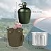 BaHoki Essentials Aluminum Canteen with Cover and Cup - Military Style Water Bottle Kit - for Outdoor Camping, Backpacking, Hiking (Green)