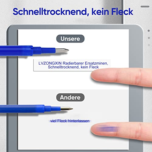 [12 Stück] - LVZONGXIN Radierbare Ersatzmine, Kompatibel mit Pilot FriXion Ball & Clicker & Eberhard Faber animal erase it, Tintenroller Radierbar, Spitze 0,7 mm,Nachfüllminen mit radierbarer Tinte