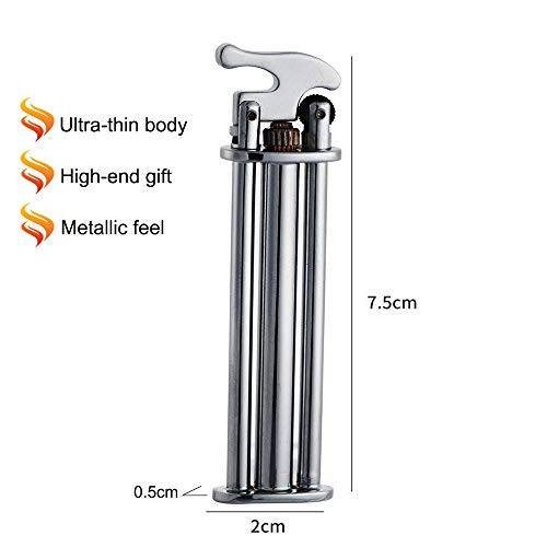 Antique Collection Cigarette Lighter,Retro Style Flint Lighter,Windproof Butane Refillable Lighter, Ultra-Thin Stainless Steel Creative Lighter,Portable Flame Adjustable Cigarette Lighter #TOP2