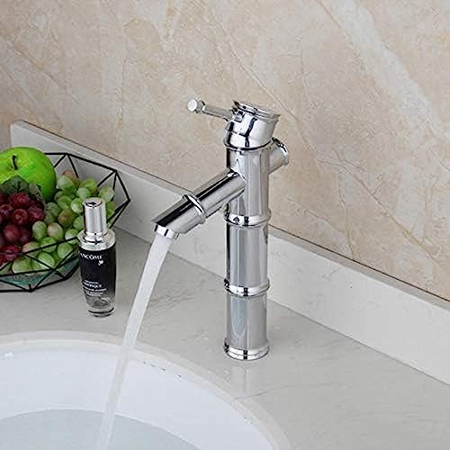 Robinet d'eau chaude et froide lavabo design bambou chromé