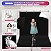 Black White Backdrop Screen with Stand Kit 5x6.5ft for Photo Video Studio, 2-in-1 Revisible Black Backdrop White Screen with T-Shaped Photography Background Support Stand and 5 Clamps