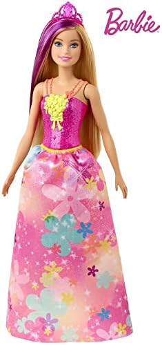 Barbie Dreamtopia Princess Doll, 12-Inch, Blonde with Purple Hairstreak Wearing Pink Skirt and Tiara, for 3 to 7 Year Olds, GJK13