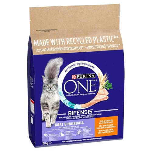 Purina One Coat and Hairball Adult Dry Cat Food Chicken 2.8kg