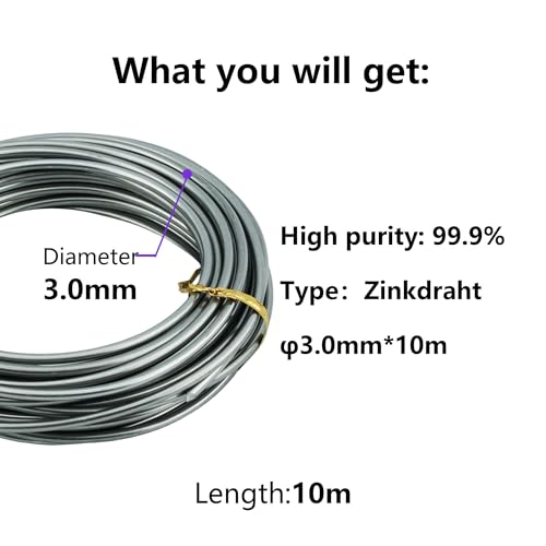 Zinkdraht 3,0mm(10M),Zn Zinkdraht rein 99,9%,Hochreiner Zinkdraht,Labor Gewidmet.