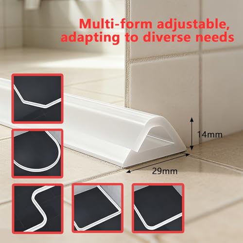 Schwallschutzleiste Dusche Selbstklebend – 200CM Wasserstopper Dusche Silicone Wasser Stopper Gummilippe Selbstklebend Duschleiste Boden Protektion für Küchen, Badezimmer (Transparente Farbe)