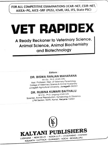 Image of Vet Rapidex - 2023 A Ready Reckoner to Veterinary Science, Animal Science, Animal Biochemistry and Biotechnology [Paperback] Biswa ranjan maharana M.V.Sc. Ph.D (ICAR-IVRI)