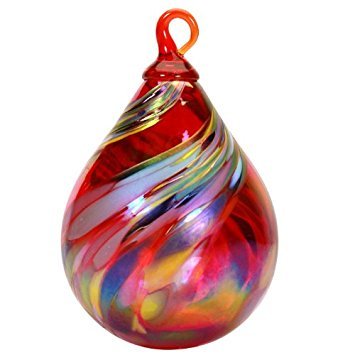 Glass Eye Studio Hand Blown Glass Raindrop Ornament - Holiday Swirl
