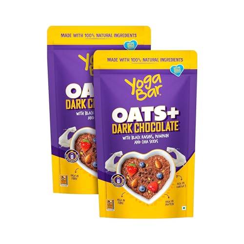 Image of Yogabar Dark Chocolate Oats 400g | Gluten Free Golden Oats | Healthy Breakfast Cereal with Wholegrain Oats (Dark Chocolate Oats, 800g)