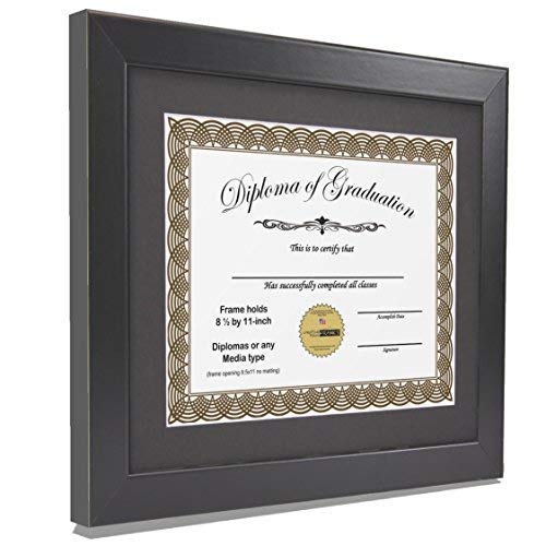 Creative Picture Frames 11” X 14” Black Diploma Frame With Black Mat To Hold 8.5 By 11 Inch Graduation Documents Including Wall Hanger #TOP1