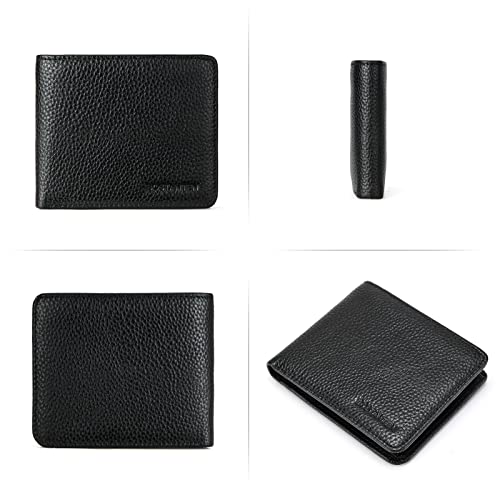 Bostanten Genuine Leather Wallets For Men Bifold Rfid Blocking Wallet With 2 Id Window Black #TOP1