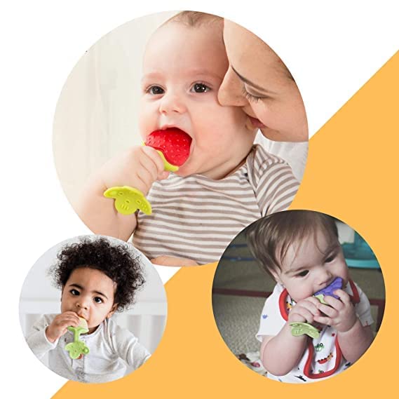 Image of DKB Silicone Toddler Teether Ideal Teether For 6 To 12 Months Baby, Bpa Free Teething Toys For Babies, 1 Pcs Same Design Color Red