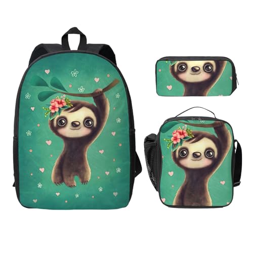 Sac à dos paresseux avec trousse et sac repas EdWal pour l'école