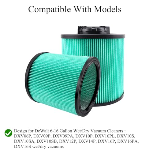 Image of DXVC6914 High Efficiency Cartridge Filters Replacement for DeWalt Vacuum Filter 6-16 Gallon Wet /Dry Vacuum Cleaners for DXV06P DXV09P DXV09PA DXV10P DXV10PL DXV10S DXV10SA DXV10SB 2 Pack