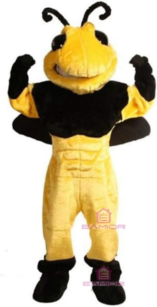 Power Hornet Bee Mascot Costume Adult Size for Men & Women with Built-in Fan Inside the Head