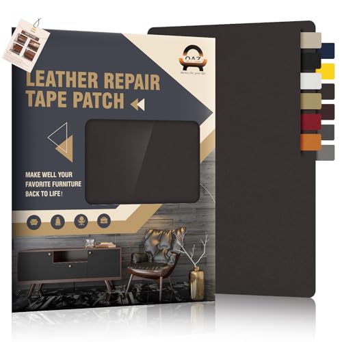 OAZ Toppe per Riparazione Autoadesive in Pelle, 40 x 80 cm Patch di Riparazione in Pelle, Grande Kit di Riparazione in Pelle per Mobili, Sedili Auto, Divani Liscio Grigio scuro