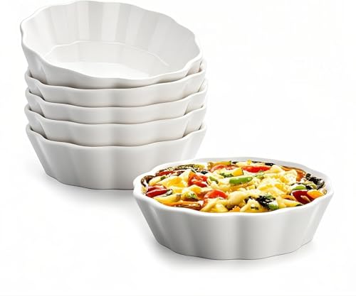 Mini Baking Dish Set, 12 oz Ramekins for Oven, Small Casserole Dishes, Individual Ceramic Baking Dishes for Creme Brulee, Pot Pie, Dessert & Lasagna, Oven Safe, Set of 6 by Gacoree - Used condition - US$27.00
