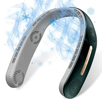 MSEVC Neck Fan 4 Turbo 6000mAh Portable Neck Fan 360 degreeCooling Airflow Bladeless Neck Fan USB Rechargeable with 3 Speeds Adjustment Wearable Personal Fan for Outdoor Travel Indoor - Green